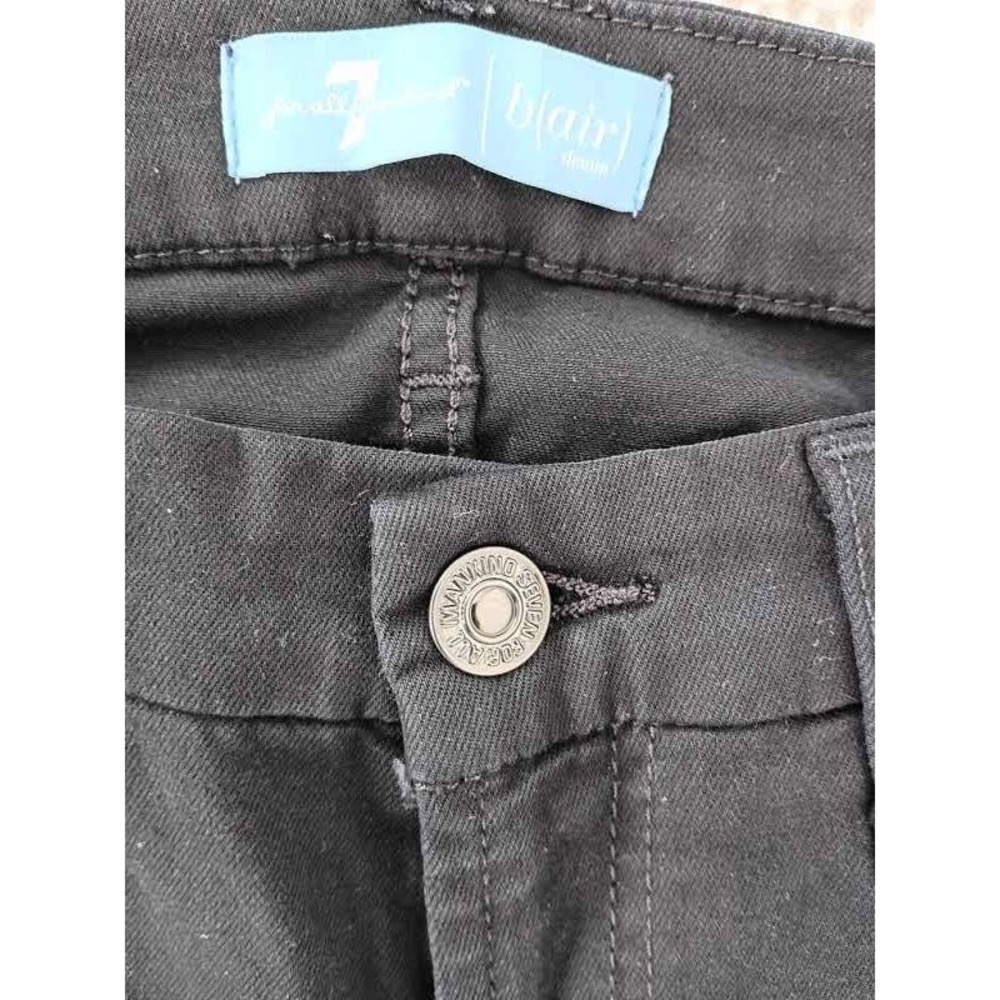 7 For All Mankind Blair NWOT Black Skinny Jeans Raw Hem Stretch Denim 28x28 $198 - Picture 4 of 9